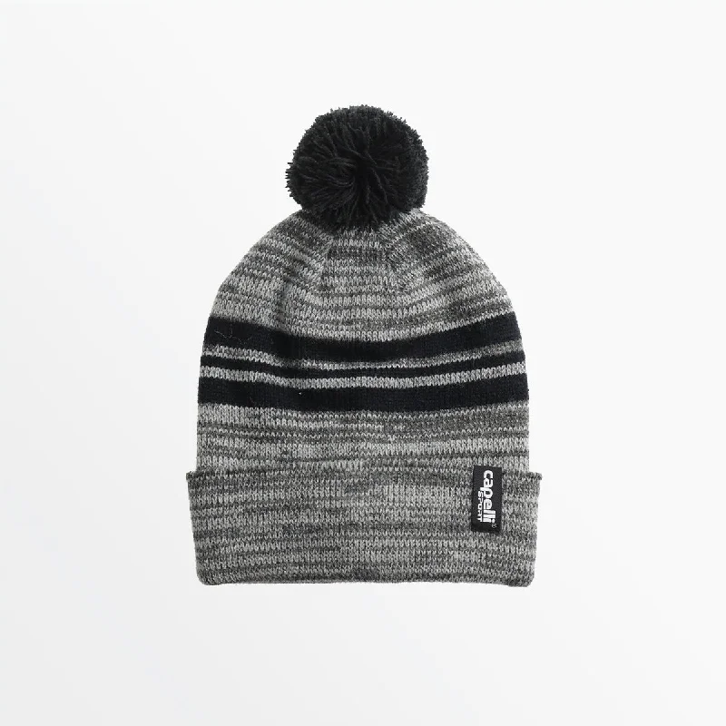 ADULT STRIPED POM BEANIE