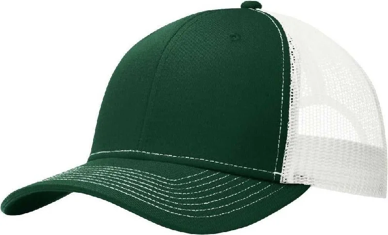 Port Authority C112 Snapback Trucker Cap - Dark Green White