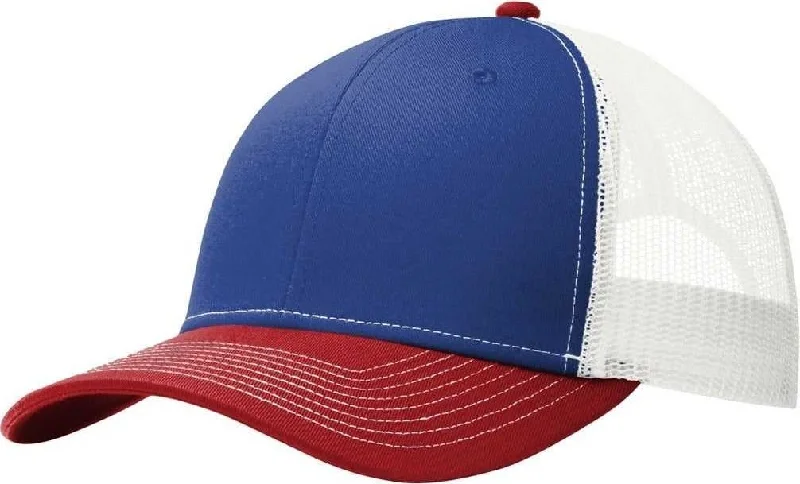 Port Authority C112 Snapback Trucker Cap - Patriot Blue Flame Red White