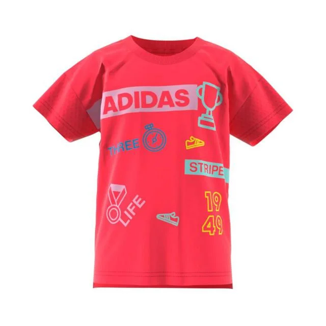 Adidas Girls' Training Graphic T-Shirts Shock Red DW4107