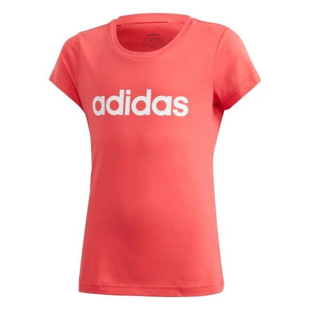 Adidas Yg E Lin  Kids-Girls Training T-Shirt Pink/White Fm7020