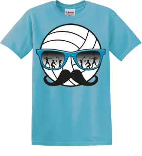 Volleyball Mustache Light Blue Shirt